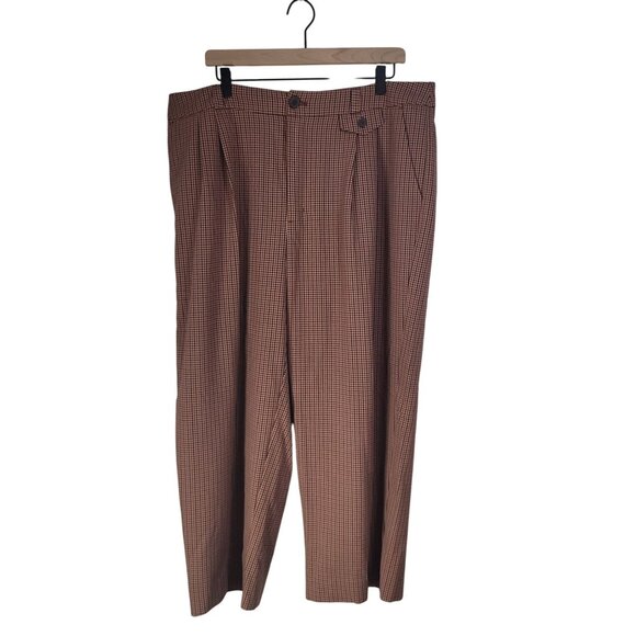 a new day Pants - A New Day Women's SZ 17 High Rise Wide Leg Trousers Plaid Brown Pleats Pockets